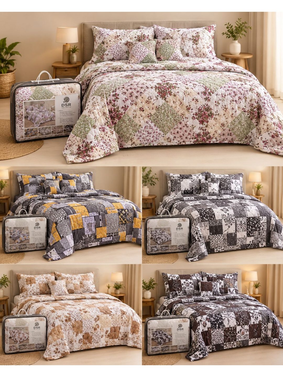 6 Pcs Quilted Comforter Set