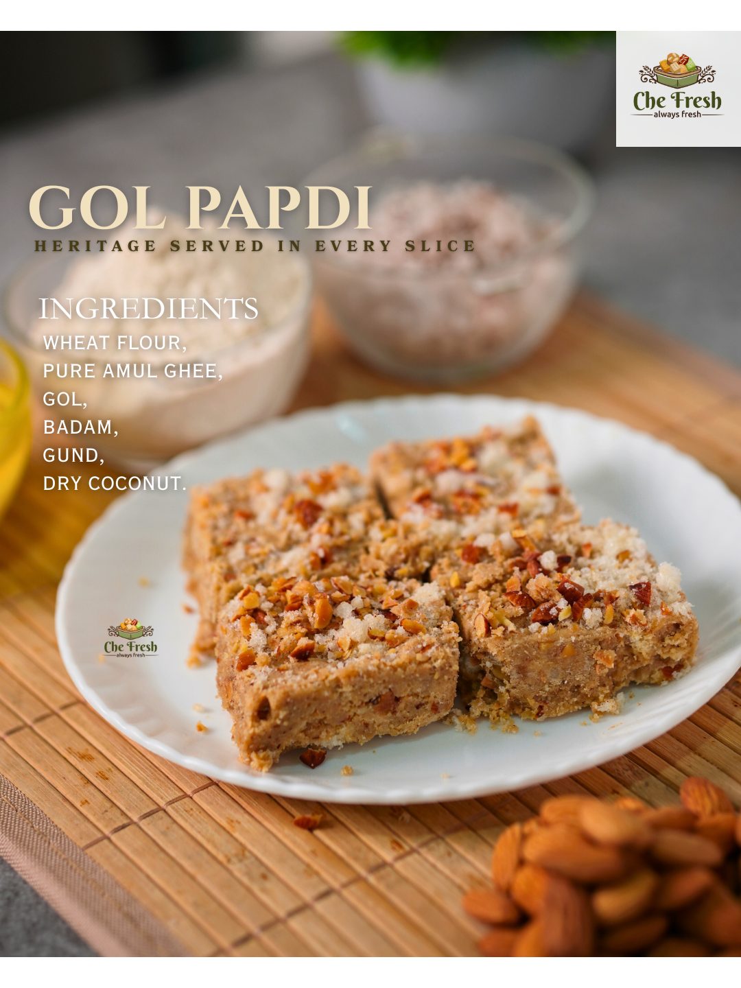 Roasted Almonds Golpapdi [jovar Flour]